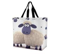 FekiLoot Sheep Shopping Bag Foldable, Multipurpose Shoulder Bag, Reusable Grocery Bag Holder with Long Shoulder Strap, Waterproof Tote Bags for Work, Beach, Travel