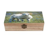 FekiLoot Sheep Wooden Storage Box Exquisite Wooden Keepsake Boxes Large Storage Case with A Hinged Lid Unique Memory Treasure Box for Crafts And Photo Storages