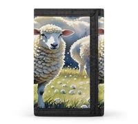FekiLoot Sheeps Watercolor Men's Wallet Extra Capacity Trifold Wallet Thin & Stylish Trifold Card Holder with ID Window
