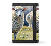 FekiLoot Sheeps Watercolor Trifold Wallet Slim Credit Card Holder Stylish Trifold Billfold Minimalist Front Pocket Friendly Purses