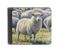 FekiLoot Sheeps Watercolor Wallet Large Capacity Slim Bifold Wallet with Multiple Card Slots PU Leather Men Purse