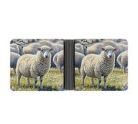 FekiLoot Sheeps Watercolor Wallet Slim Leather Bifold Wallet Extra Capacity Wallets with Multiple Card Slots Men Billfold