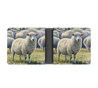 FekiLoot Sheeps Watercolor Wallet Slim PU Bifold Design Wallet with Multiple Card Slots Wallets Extra Capacity Pocket Wallets