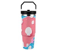 FekiLoot Shell Starfish Pattern 30oz Tumbler with Handle And Flip Straw Lid Double Wall Travel Leak-proof Coffee Mug Stainless Steel Vacuum Insulated Coffee Tumblers Cup for Hot And Cold Drinks