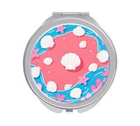 FekiLoot Shell Starfish Pattern Compact Mirror 1x/2x Magnifying Mirror Travel Makeup Mirrors Cute Pocket Small Mirrors for Women Ideal Gift on Birthday, Christmas, Graduation Round Silver