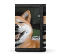 FekiLoot Shiba Inu Smile Tongue Out Men's Wallet Extra Capacity Trifold Wallet Thin & Stylish Trifold Card Holder with ID Window