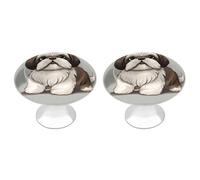 FekiLoot Shih Tzu Dog Cabinet Knobs for Kitchen Ornament, Round Zinc Decorative Drawer Pulls for Cabinets Trendy, Dresser Drawers Pulls Bathroom Dresser Knob with Screw