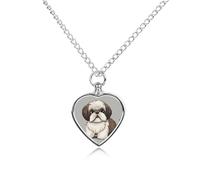 FekiLoot Shih Tzu Dog Pet Cremation Jewelry Personalized for Man, Custom Dog Urn Necklaces for Ashes, Heart-Shaped Pendant Urn Necklaces for Cat Lover Woman, with Funnel Kit