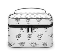 FekiLoot Sign Language Alphabet Makeup Bag Large Capacity Travel Cosmetic Bag Lightweight Hand-held Toiletry Bags Portable Cosmetic Pouch Cute Make Up Pouch for Women
