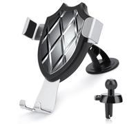 FekiLoot Silver Geometric Figure Car Phone Holder Mount Strongest Suction & Clip Cell Phone Mount for Dashboard Windshield Vent Fits 4-6" Phones (Straight Vent Only)