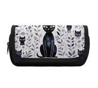 FekiLoot Simple Black Cat Pencil Case Office Pencil Box Large Capacity Pencil Box Pouch Holder Double Zipper Pencil Case Use to Organize Desktop And Plan Space Home Office