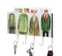 FekiLoot Simple Figure Drawing Key Holder for Wall Self Adhesive Leather Key Rack Large Decorative Keys Hooks with 5 Hooks Hanging Keys Rack for Living Room Kitchen Office