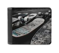 FekiLoot Skate Boards PU Leather Wallet Bifold Wallet Front Pocket Wallets Fashion Purse Slim Billfold Credit Card Holder