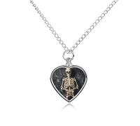 FekiLoot Skeleton Posing for Photos Urn Necklace for Ashes Heart Cremation Jewelry Memorial Keepsake Pendant Locket Ash Holder Memory Jewelry for Women Men to Hold Ashes of Loved Ones