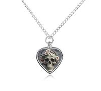 FekiLoot Skull Flower Urn Necklace for Ashes Heart Cremation Jewelry Memorial Keepsake Pendant Locket Ash Holder Memory Jewelry for Women Men to Hold Ashes of Loved Ones