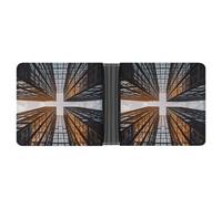 FekiLoot Skyscraper Looking Up at Sky Leather Wallet Double-Sided Different Images Bifold Wallet Ultra Strong Stitching Slim Wallets