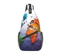 FekiLoot Sling Bag For Women Men,Color World Map Crossbody Shoulder Bag Sling Backpack Chest Bag Travel Hiking Casual Sport Daypack