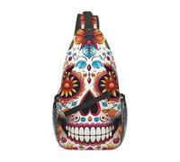FekiLoot Sling Bag For Women Men,Colorful Sugar Skull Crossbody Shoulder Bag Sling Backpack Chest Bag Travel Hiking Casual Sport Daypack