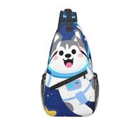 FekiLoot Sling Bag For Women Men,Cute Husky Astronauts On Space Crossbody Shoulder Bag Sling Backpack Chest Bag Travel Hiking Casual Sport Daypack