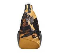 FekiLoot Sling Bag For Women Men,Cute Two Dachshund Dog Crossbody Shoulder Bag Sling Backpack Chest Bag Travel Hiking Casual Sport Daypack