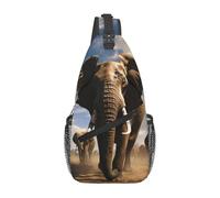 FekiLoot Sling Bag For Women Men,Ferocious Elephant Crossbody Shoulder Bag Sling Backpack Chest Bag Travel Hiking Casual Sport Daypack