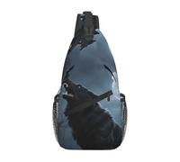 FekiLoot Sling Bag For Women Men,Ferocious Howling Wolf Crossbody Shoulder Bag Sling Backpack Chest Bag Travel Hiking Casual Sport Daypack