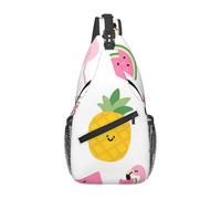 FekiLoot Sling Bag For Women Men,Flamingo Watermelon Pineapple Crossbody Shoulder Bag Sling Backpack Chest Bag Travel Hiking Casual Sport Daypack