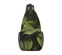 FekiLoot Sling Bag For Women Men,Moist Hosta Leaves Crossbody Shoulder Bag Sling Backpack Chest Bag Travel Hiking Casual Sport Daypack