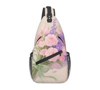 FekiLoot Sling Bag For Women Men,Pink Purple Floral Crossbody Shoulder Bag Sling Backpack Chest Bag Travel Hiking Casual Sport Daypack