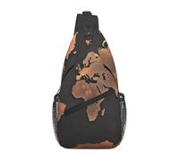FekiLoot Sling Bag For Women Men,Rust World Map Crossbody Shoulder Bag Sling Backpack Chest Bag Travel Hiking Casual Sport Daypack