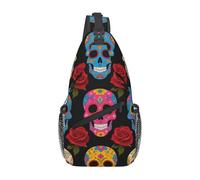 FekiLoot Sling Bag For Women Men,Sugar Skulls Crossbody Shoulder Bag Sling Backpack Chest Bag Travel Hiking Casual Sport Daypack