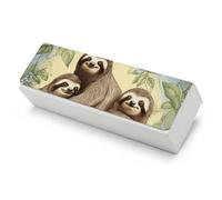 FekiLoot Sloth Family Eyeglasses Case Hard Shell Portable Leather Eyeglass Case Classic Multi Functional Lightweight Glasses Box for Women Men Sunglass