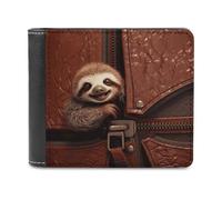 FekiLoot Sloth on Zipper PU Leather Wallet Bifold Wallet Front Pocket Wallets Fashion Purse Slim Billfold Credit Card Holder