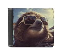 FekiLoot Sloth with Sunglasses PU Leather Wallet Bifold Wallet Front Pocket Wallets Fashion Purse Slim Billfold Credit Card Holder