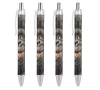 FekiLoot Smiling Gorilla Photo Ballpoint Pens Retractable Black Ink Ballpoint Pens 0.5mm Medium Point Smooth Writing Pattern Pen with Super Soft Grip Cute Work Supplies for Men Women 4 PCS