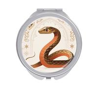 FekiLoot Snake Classic Design Compact Mirror 1x/2x Magnifying Mirror Travel Makeup Mirrors Cute Pocket Small Mirrors for Women Ideal Gift on Birthday, Christmas, Graduation Round Silver