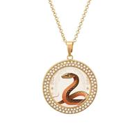 FekiLoot Snake Classic Design Pendant Necklace for Women Men Elegant Diamond Circle Necklaces with 19.7 Inch Chain, Zinc Diamond Jewelry for Birthday Christmas Valentine's Day Gift, One size, Zinc