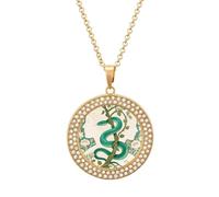 FekiLoot Snake Pendant Necklace for Women Men Elegant Diamond Circle Necklaces with 19.7 Inch Chain, Zinc Diamond Jewelry for Birthday Christmas Valentine's Day Gift, One size, Zinc, Diamond