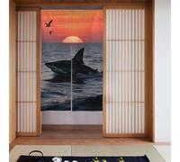 FekiLoot Sneaking Shark Door Curtain for Doorway Privac,Personalized Blackout Kitchen Curtains Window Treatment 2 Panel Door Curtain Tapestry Hanging Room Divider Home Decor 34"X 56"