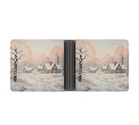FekiLoot Snow And House Leather Wallet Double-Sided Different Images Bifold Wallet Ultra Strong Stitching Slim Wallets