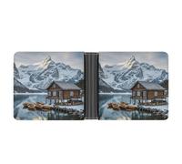FekiLoot Snow Mountain Cabin Wallet Slim PU Bifold Design Wallet with Multiple Card Slots Wallets Extra Capacity Pocket Wallets