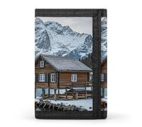 FekiLoot Snow Mountain Cabin Wallet Slim Trifold Wallets with Multiple Card Slots Credit Card Holder Pocket Coin Purse