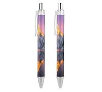 FekiLoot Snow Mountain Lake View Ballpoint Pens Retractable Ball Point Pens Smooth-Flowing Black Ink 0.5mm Writing Pen Black Ink Pen for Men Women 2 PCS
