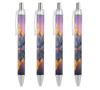 FekiLoot Snow Mountain Lake View Ballpoint Pens Retractable Ball Point Pens Smooth-Flowing Black Ink 0.5mm Writing Pen Black Ink Pen for Men Women 4 PCS