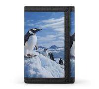 FekiLoot Snow Mountain Penguin Wallet for Men Slim Minimalist Trifold Wallet with ID Window And Credit Card Holder