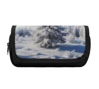FekiLoot Snow Pine Tree Christmas Pencil Case Portable Zipper Large Capacity Pencil Bag Handheld Multi Function Portable Pencil Pouch Organizer for Family Office Supplies