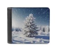 FekiLoot Snow Pine Tree Christmas PU Leather Wallet Bifold Wallet Front Pocket Wallets Fashion Purse Slim Billfold Credit Card Holder