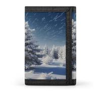 FekiLoot Snow Pine Tree Christmas Wallets Exquisite Trifold Wallet Front Pocket Wallet with Zipper Keychain Coin Purse Credit Card Holder for Adult