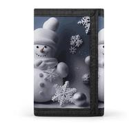 FekiLoot Snowman Stars And Snowflakes Trifold Wallet Slim Minimalist Front Pocket Men's Passcase Wallet Credit Card Holder