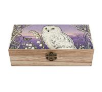 FekiLoot Snowy Owl Lily Valley Wooden Storage Box Wooden Keepsake Box with Hinged Lid Vintage Rustic Chest Wood Jewelry Boxes for Jewelry, Photos, Memorabilia, Home Decor And Craft Organization